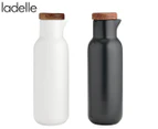 Ladelle Essentials Porcelain Oil & Vinegar Bottle Set - White/Charcoal