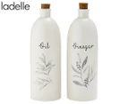 Ladelle 2-Piece Grown Oil and Vinegar Set - White/Sage Green