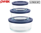 Pyrex 6-Piece Simply Store Round Container Set - Clear/Blue