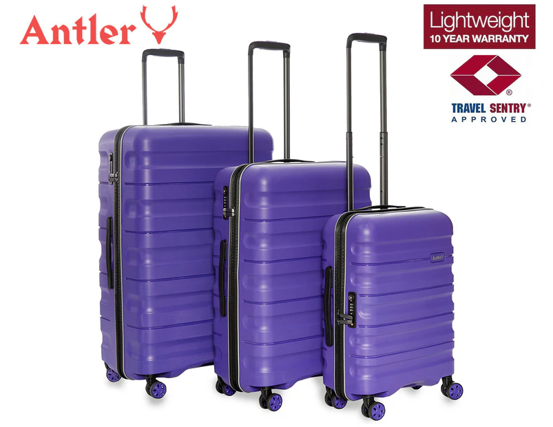 Antler Juno II 3-Piece Hardcase Spinner Luggage/Suitcase Set - Purple