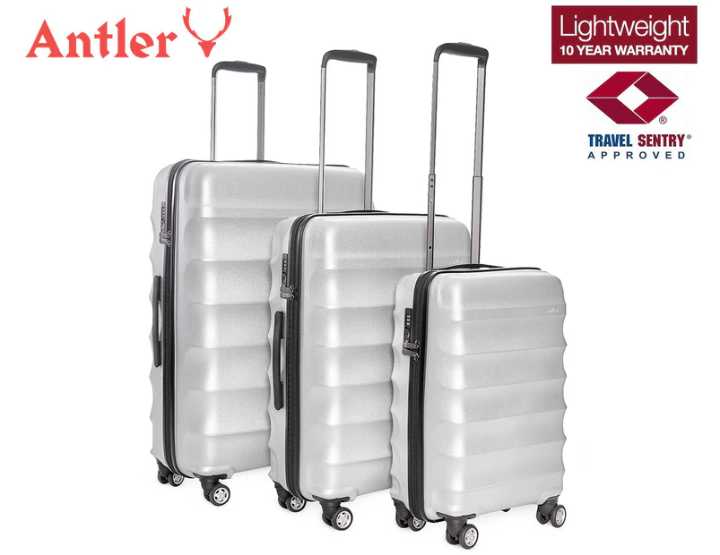 Antler Juno Metallic 3-Piece Hardcase Spinner Luggage/Suitcase Set - Silver