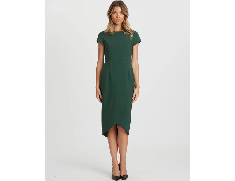Willa Women's Rivington Darted Neck Dress - Emerald