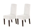 Dining Chair Covers Velvet Plush Stretch Chair Slipcovers for Wedding/Party, 43cm x 45cm x 65cm, Ivory - Ivory 1