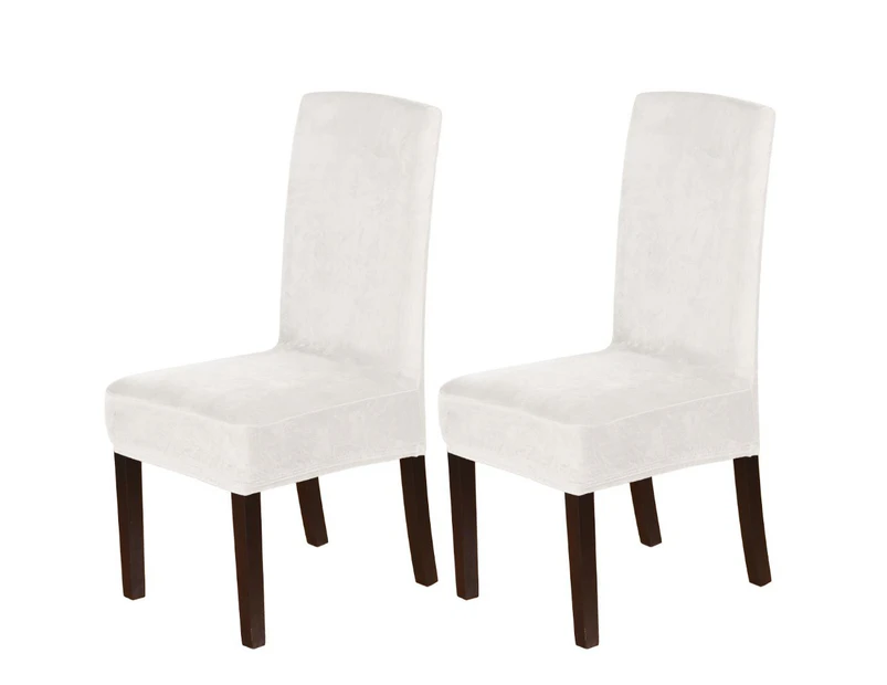 Dining Chair Covers Velvet Plush Stretch Chair Slipcovers for Wedding/Party, 43cm x 45cm x 65cm, Ivory - Ivory