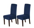 Dining Chair Covers Velvet Plush Stretch Chair Slipcovers for Wedding/Party, 43cm x 45cm x 65cm, Navy - Navy 1