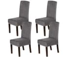 Dining Chair Covers Velvet Plush Stretch Chair Slipcovers for Wedding/Party, 43cm x 45cm x 65cm, Grey - Grey 6