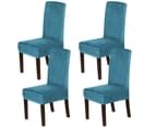Dining Chair Covers Velvet Plush Stretch Chair Slipcovers for Wedding/Party, 43cm x 45cm x 65cm, Peacock Blue - Peacock Blue 6