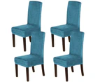 Dining Chair Covers Velvet Plush Stretch Chair Slipcovers for Wedding/Party, 43cm x 45cm x 65cm, Peacock Blue - Peacock Blue