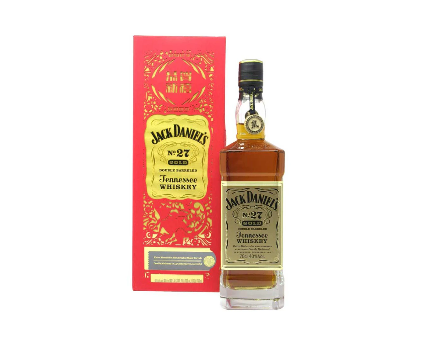 Jack Daniels Gold No. 27 Double Barreled Tennessee Whiskey with 2020 Gold Medallion 700mL @ 40% abv