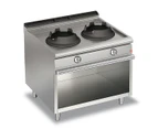 Baron 28Kw High Power Double Burner Gas Wok With Open Cabinet - 700Mm Depth - Silver