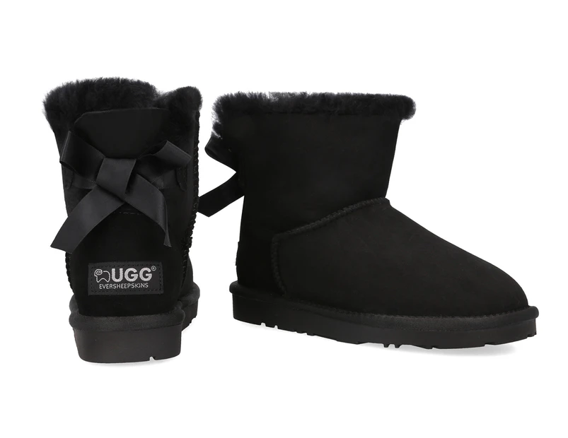 Ever Ugg Australia Women's Mini Bailey Back Bow Boots - Black