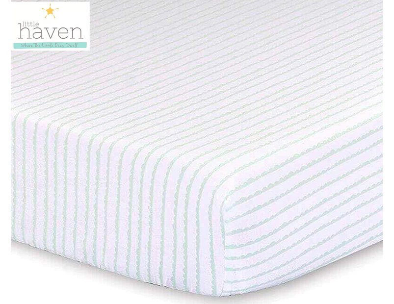 Little Haven Fitted Cot Sheet - Green Wave