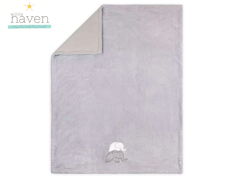 Little Haven 76x101cm Coral Fleece Blanket - Elephant Grey