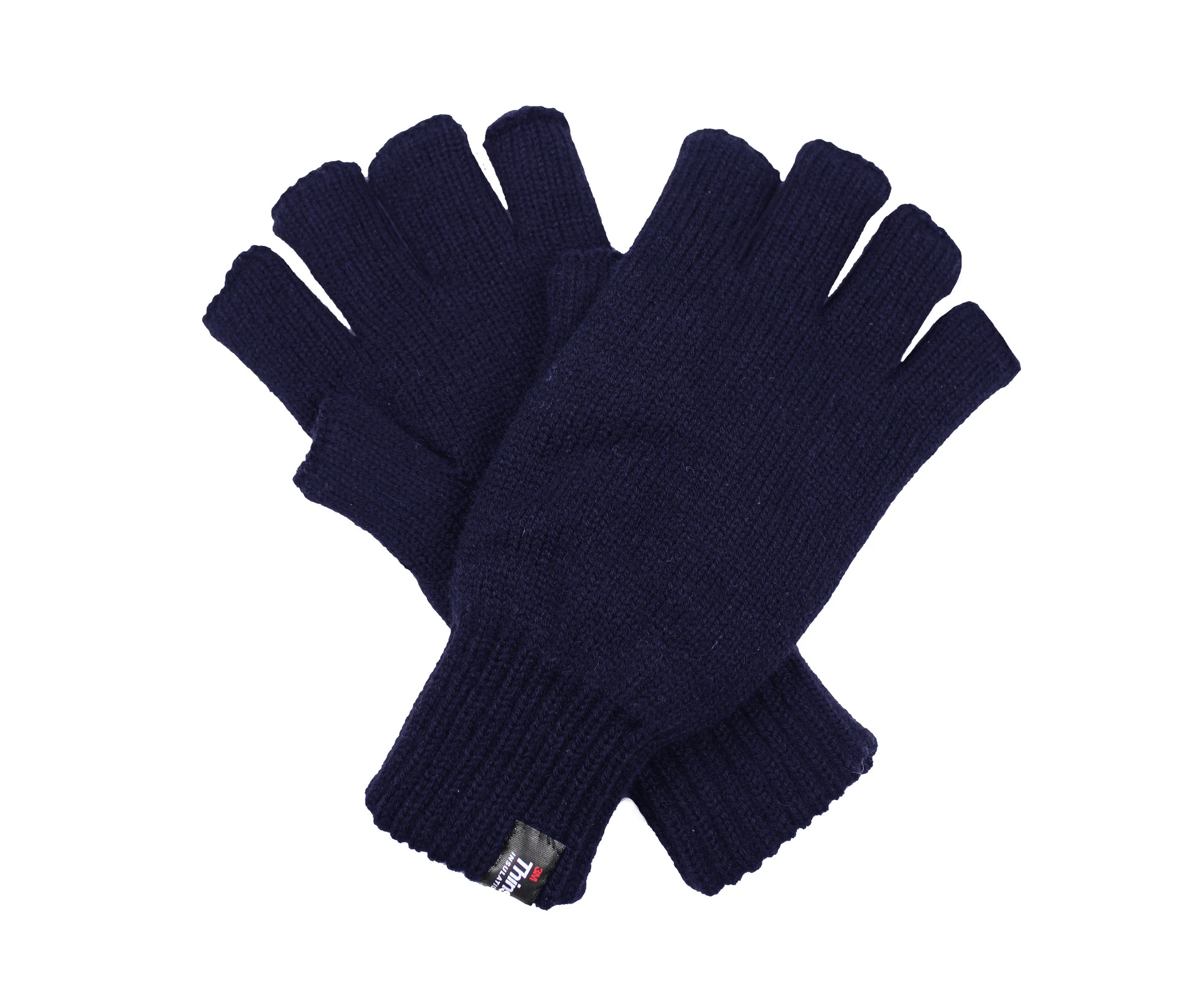 Dents 3m Thinsulate Polar Fleece Fingerless Gloves Warm Knitted Insulation - Navy