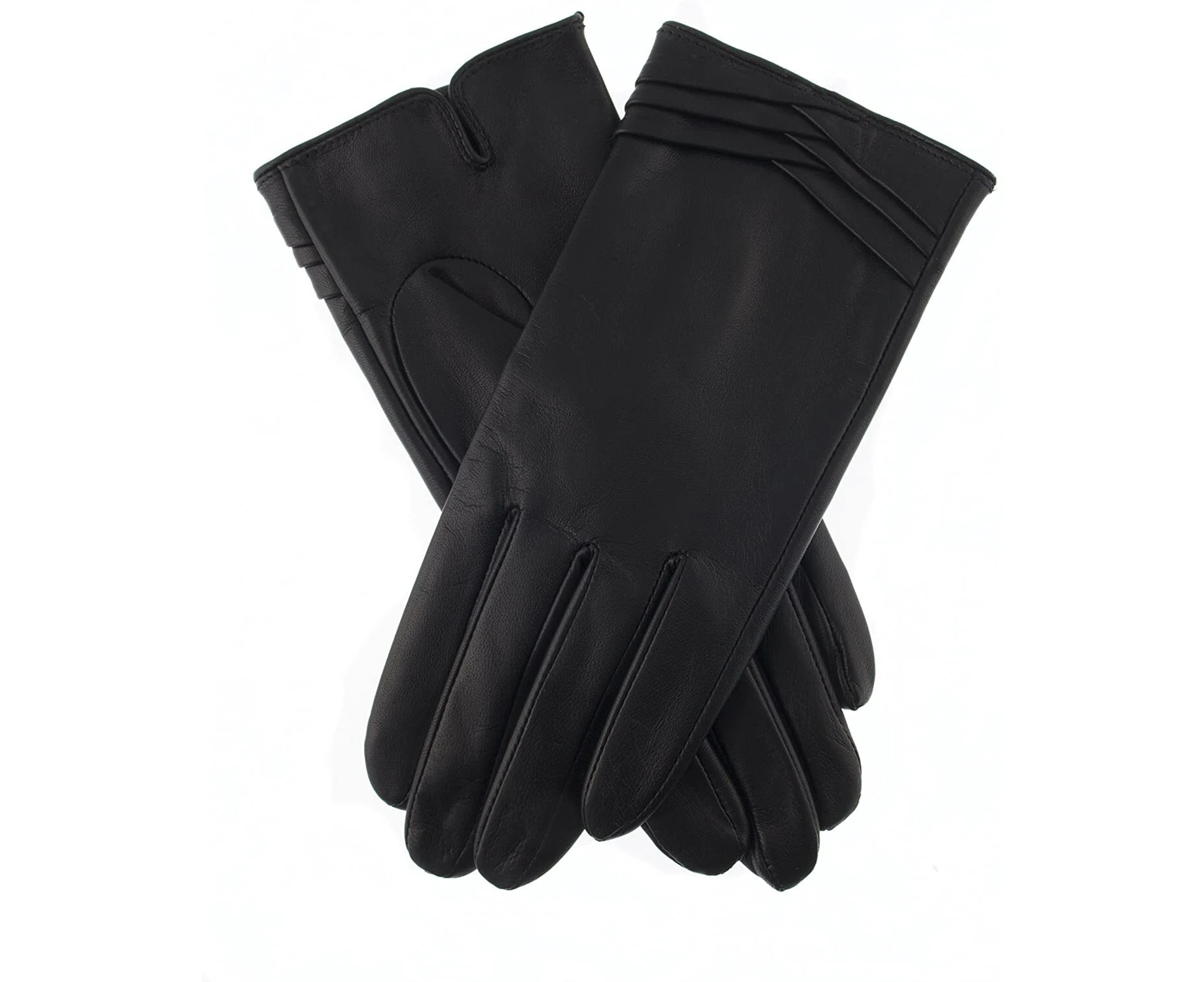 Dents Women's Leather Gloves With Fine Fleece Lining - Black