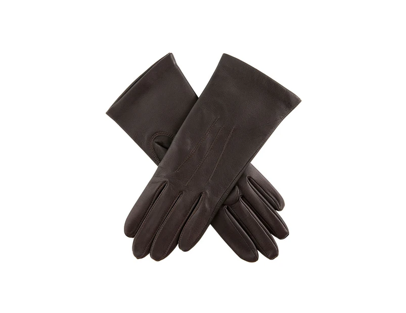Dents Women's Classic Smooth Leather Gloves With Silk Lining - Mocca