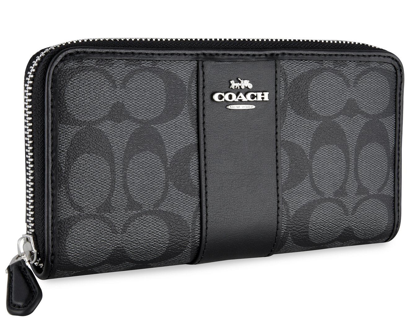 COACH Mens Signature PVC Wallet in Smoke/Black 