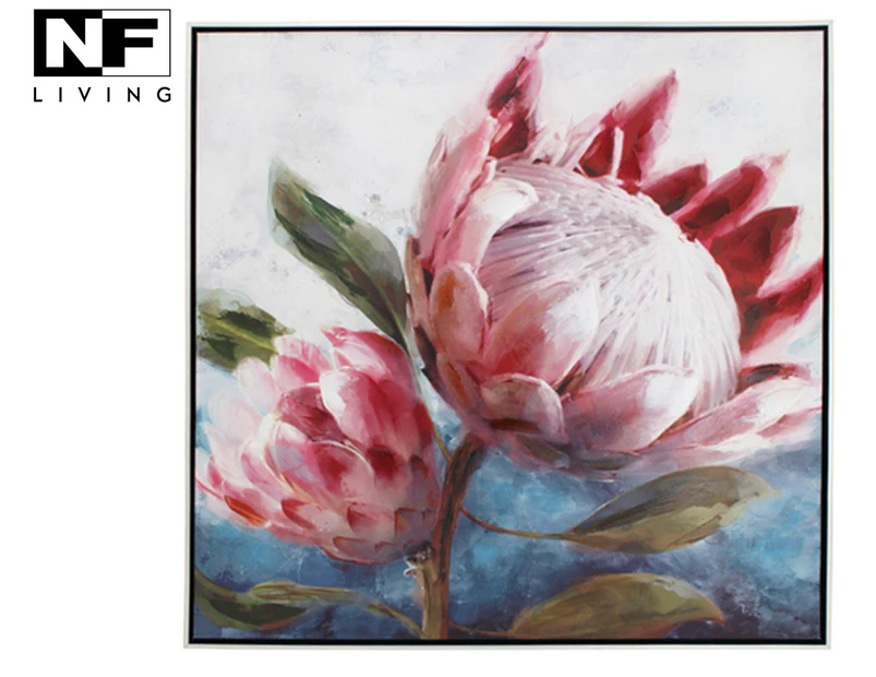 NF Living 83x83cm Australiana Double Protea Painting Wall Art