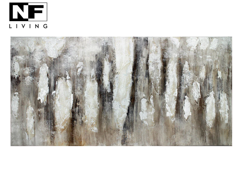 NF Living 120x60cm Silver Woodland Abstract Painting Wall Art