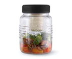 Salt & Pepper 15.5cm Jar 2 Go 1L Glass Container Salad Jar w Dressing Cup Black