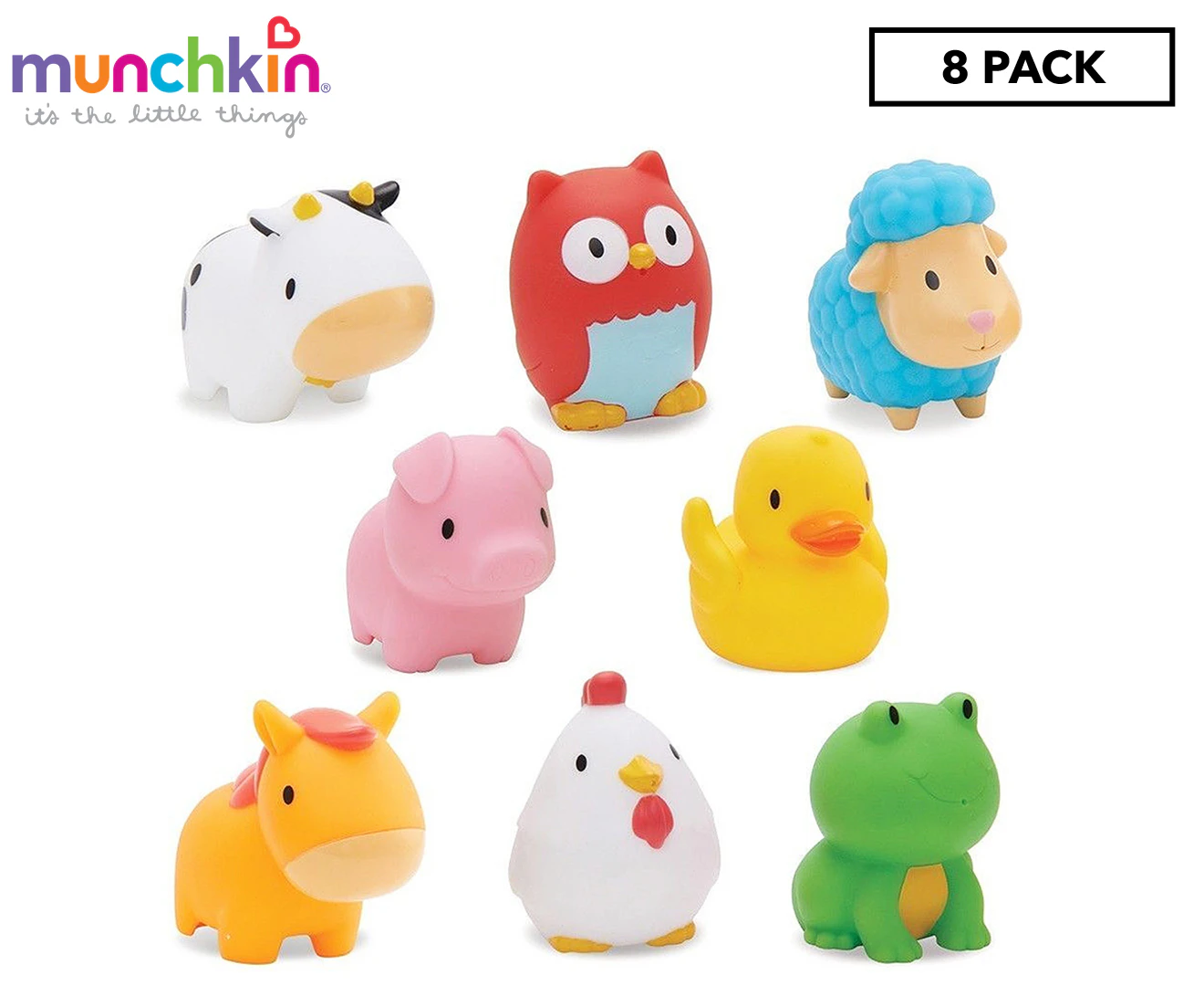 8pc Munchkin Farm Squirters Bathtime/Shower Activity Baby Bath Water Toy 9m+