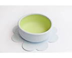 Lunart Double Layered Premium Silicone  Clover Suction Bowl  - Blue Green