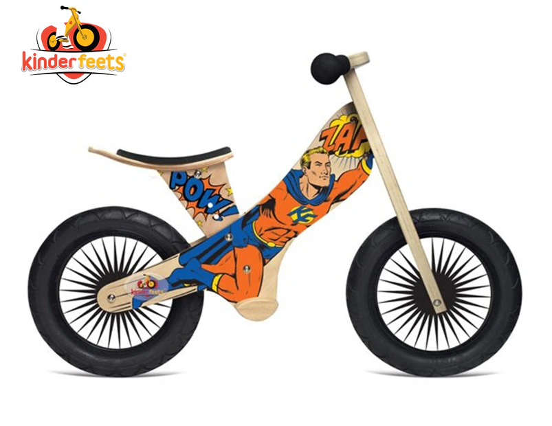 Kinderfeets Kids' Wooden Balance Bike - Retro Superhero
