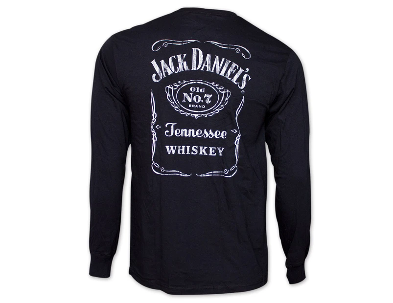Jack Daniel's Classic Label Graphic Men's Black Long Sleeve Shirt