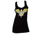 Wonder Woman Comic Flying Over Logo Women's Black Tank Top