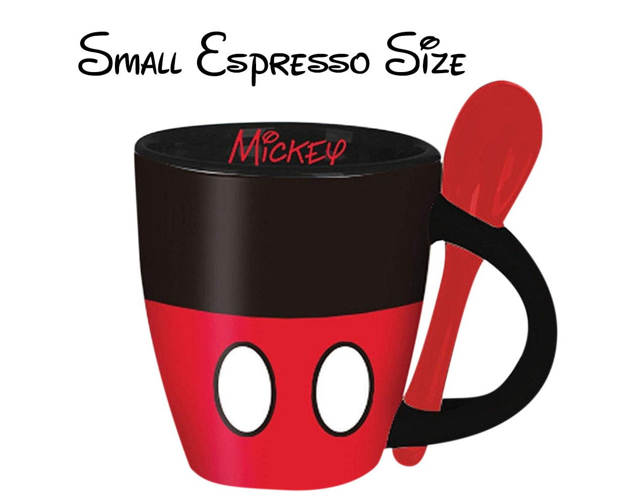 Mickey and Minnie Mouse Sketch Ceramic Espresso Mug with Spoon