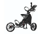 CaddyTek CaddyLite EZ-Fold Pro 3-Wheel Golf Buggy / Push Cart - Dark Grey + Removable Seat