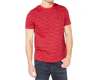 Nautica Men's Striped Jersey Tee / T-Shirt / Tshirt - Red