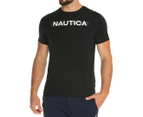 Nautica Men's Glow In The Dark Flags Print Tee / T-Shirt / Tshirt - True Black