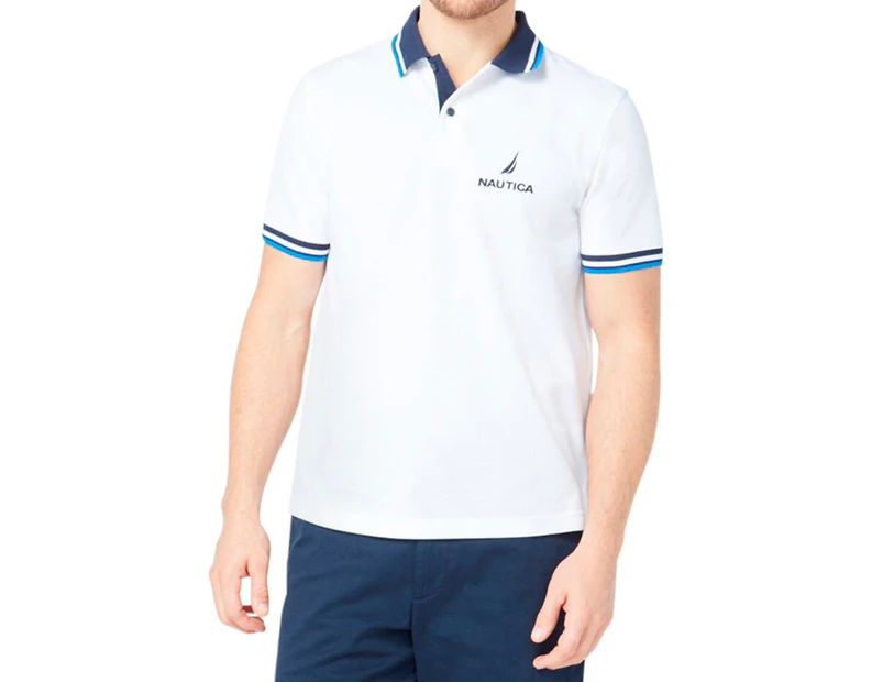 Nautica Men's Solid Logo Polo Shirt - Bright White