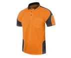 BigBEE Hi Vis Polo Shirt Work Wear ARM PANEL FLUORO COOL DRY - ORANGE/GREY