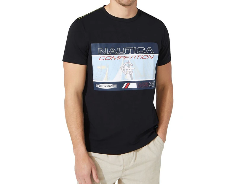 Nautica Men's Competition Ridge Graphic Tee / T-Shirt / Tshirt - True Black