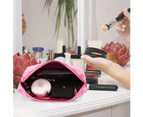 WODKEIS Checkered Makeup Bag Shell Shape Cosmetic Bags-Pink
