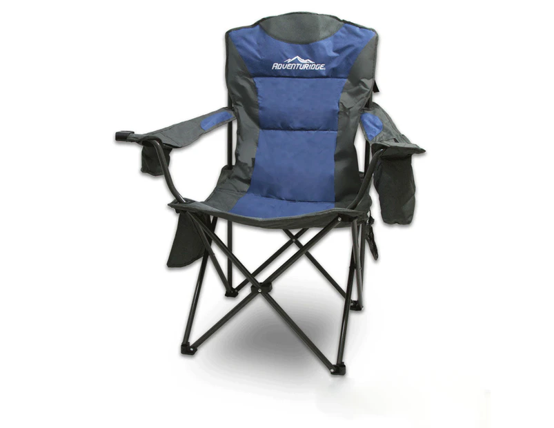 Foldable Folding Camping Chair Retreat Recliner Beach Outdoor Picnic Travel Camp - blue