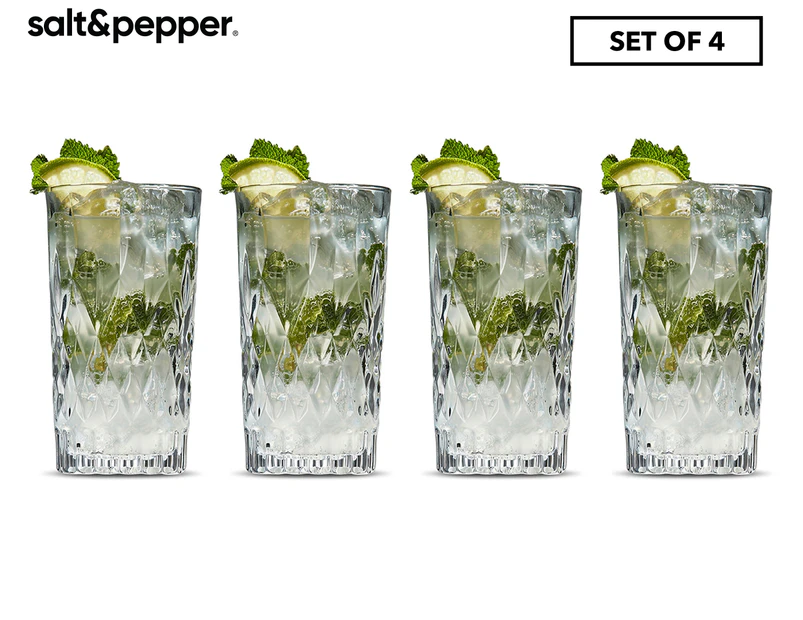Set of 4 Salt & Pepper 310mL Bond Harding Highball Glasses