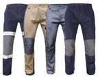 BigBEE CARGO PANTS Work Trousers KNEE POCKET Strechy Cotton Drill UPF 50+ Reflective tape - NAVYREFLECTIVE