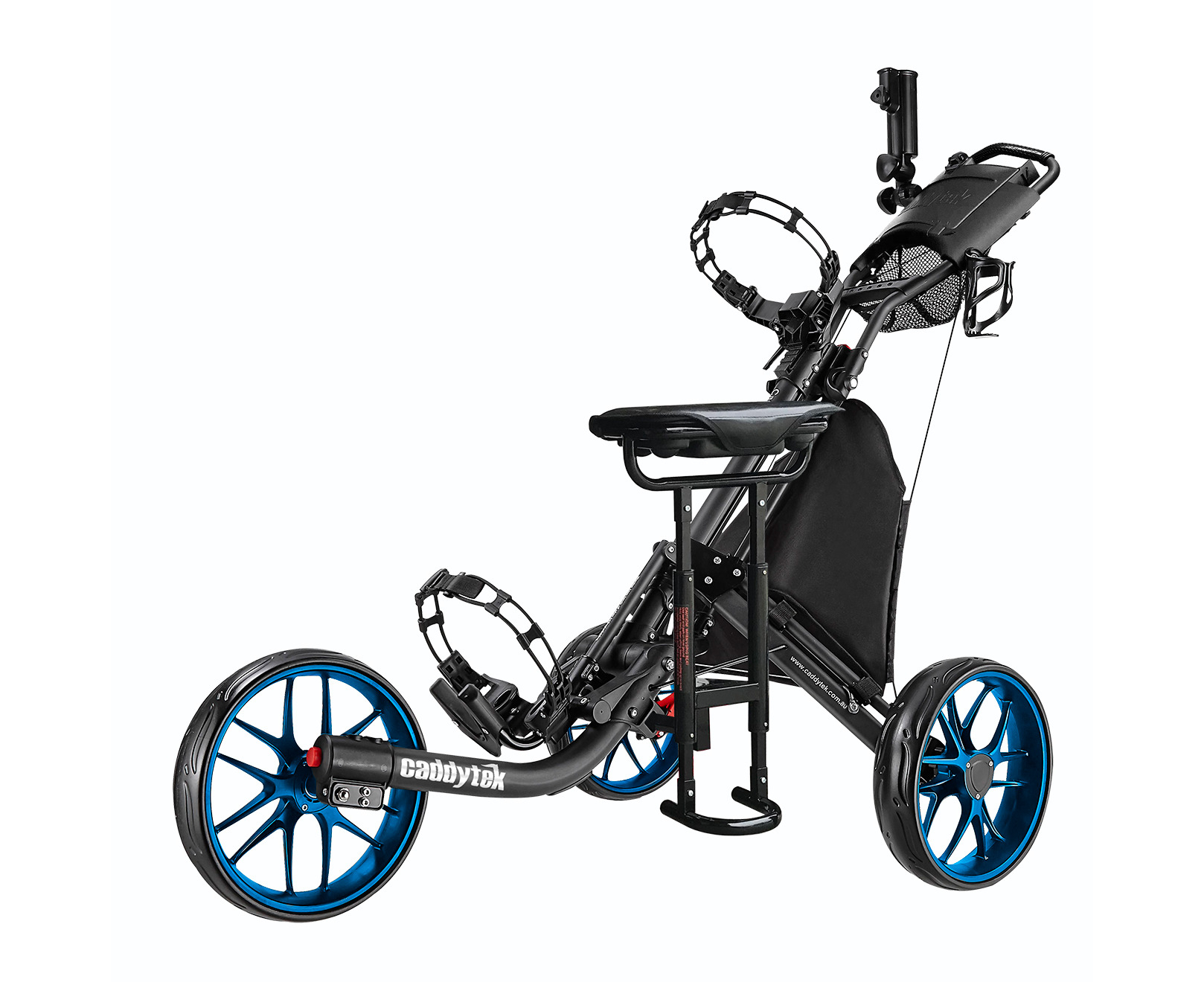 Caddytek Caddylite Ez Fold Pro 3 Wheel Golf Buggy Push Cart Blue Removable Seat Au 3025