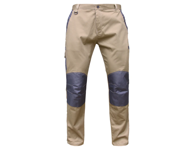 BigBEE CARGO PANTS Work Trousers KNEE POCKET Strechy Cotton Drill UPF 50+ - KHAKI