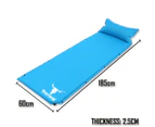 Double Air Bed Self Inflating Mattress Sleeping Mat Camping Camp Hiking Joinable - blue