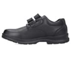 Grosby Boys' Evan Double Velcro Strap Leather School Shoes - Black 3