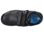 Grosby Boys' Evan Double Velcro Strap Leather School Shoes - Black
