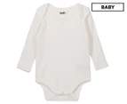 Cotton On Baby Long Sleeve Bubbysuit - Milk