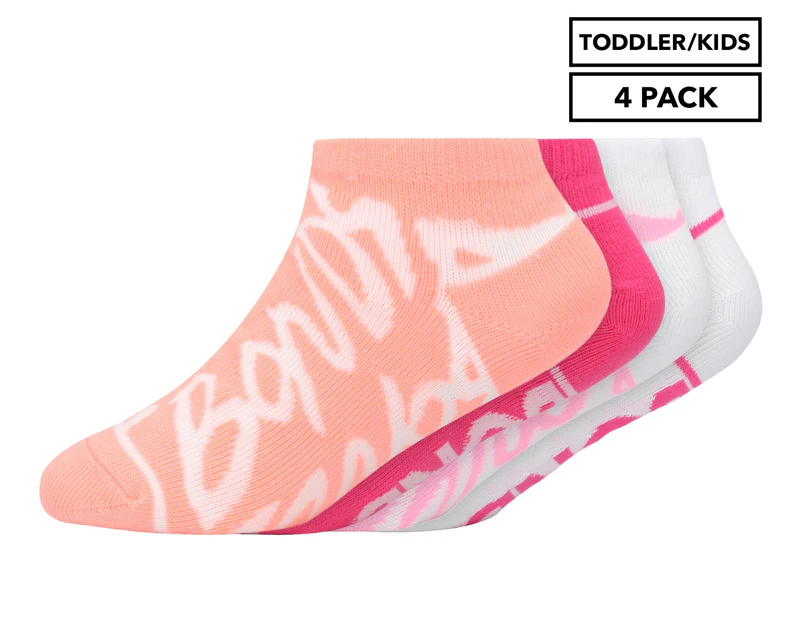 Bonds Toddler/Kids' Fashion Trainer Socks 4-Pack - White/Pink/Orange