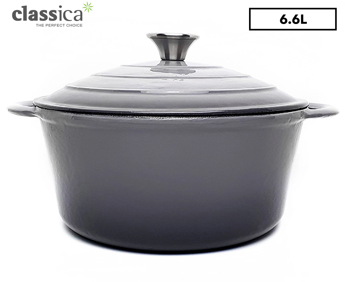 Classica 28cm Round Cast Iron Casserole Pot - Grey