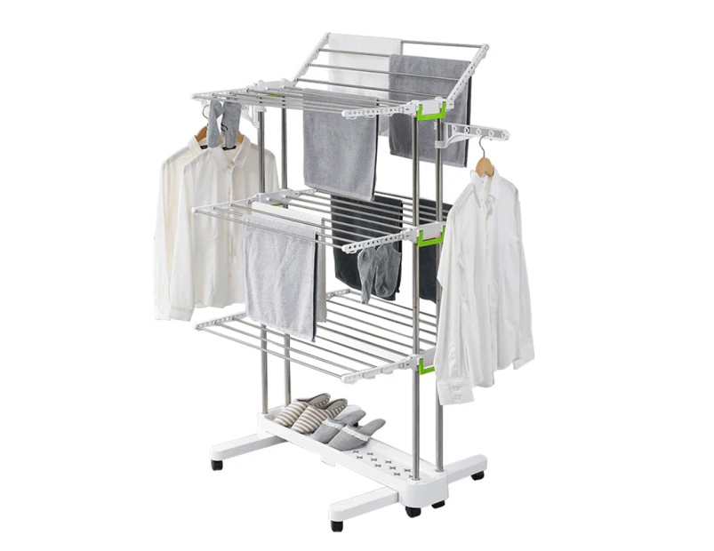 WACWAGNER Premium Large Foldable Rolling Clothes Airer Laundry Drying Rack Stainless Rod