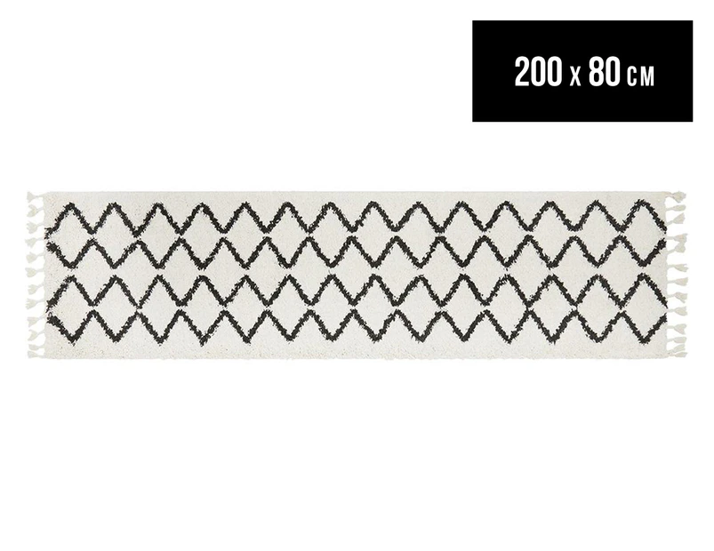 Broadway Rug Company 200x80cm Saffron Runner Rug - White